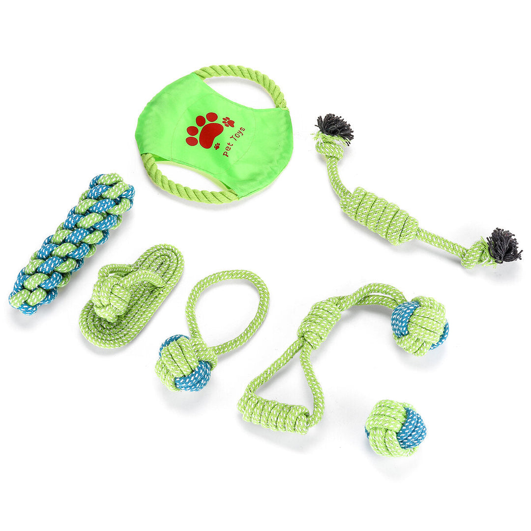 7/9 Pcs Dog Teeth Rope Strong Tooth Cleaning Chew Pet Toys Kit Image 9