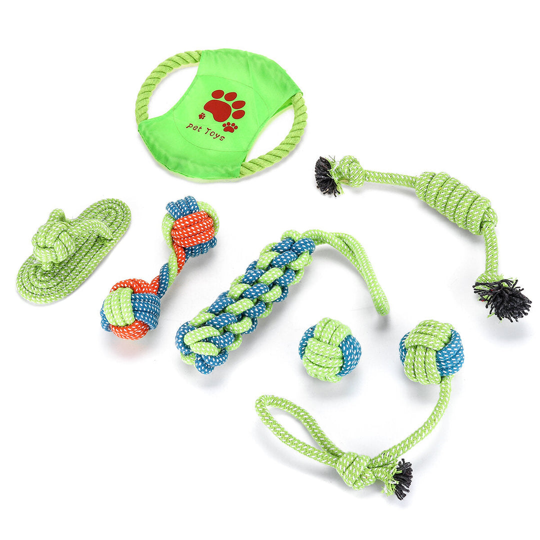 7/9 Pcs Dog Teeth Rope Strong Tooth Cleaning Chew Pet Toys Kit Image 10