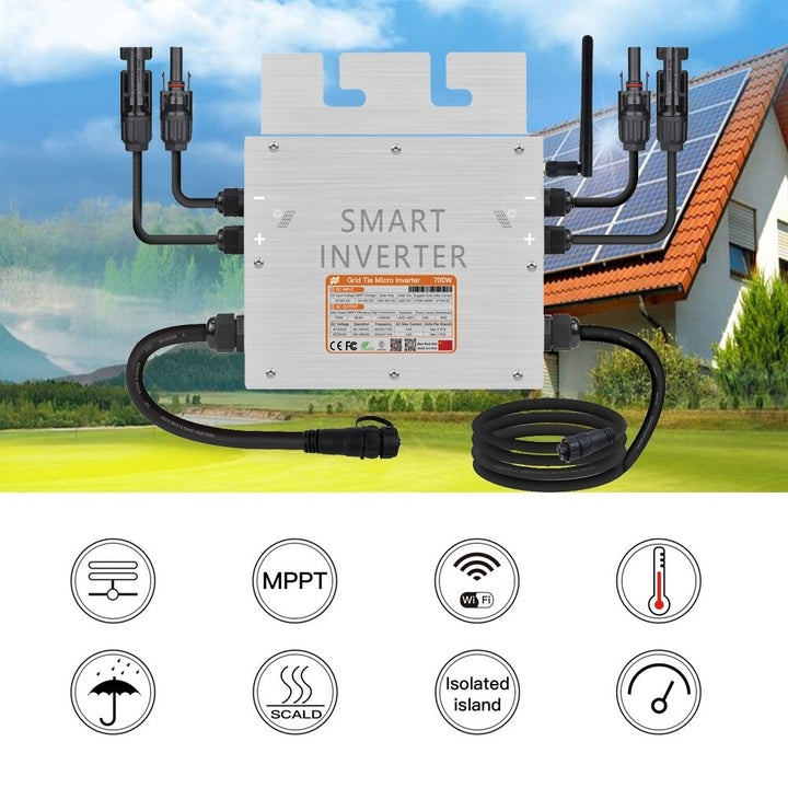 700W Grid Tie Solar Inverter 18-50V DC Pure Sine Wave Microinverter For 2200W~350W PV Solar Panel Built-in WiFi Image 4