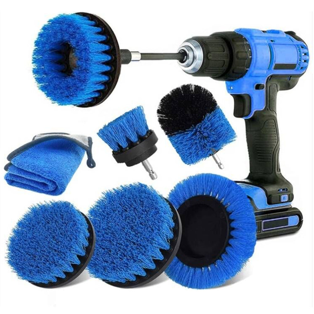 8pcs Cleaning Drill Brush Set Power Scrubber Cleaning Brush Kit with Extension Rod for Car Kitchen Grill Tile Toilet Image 2