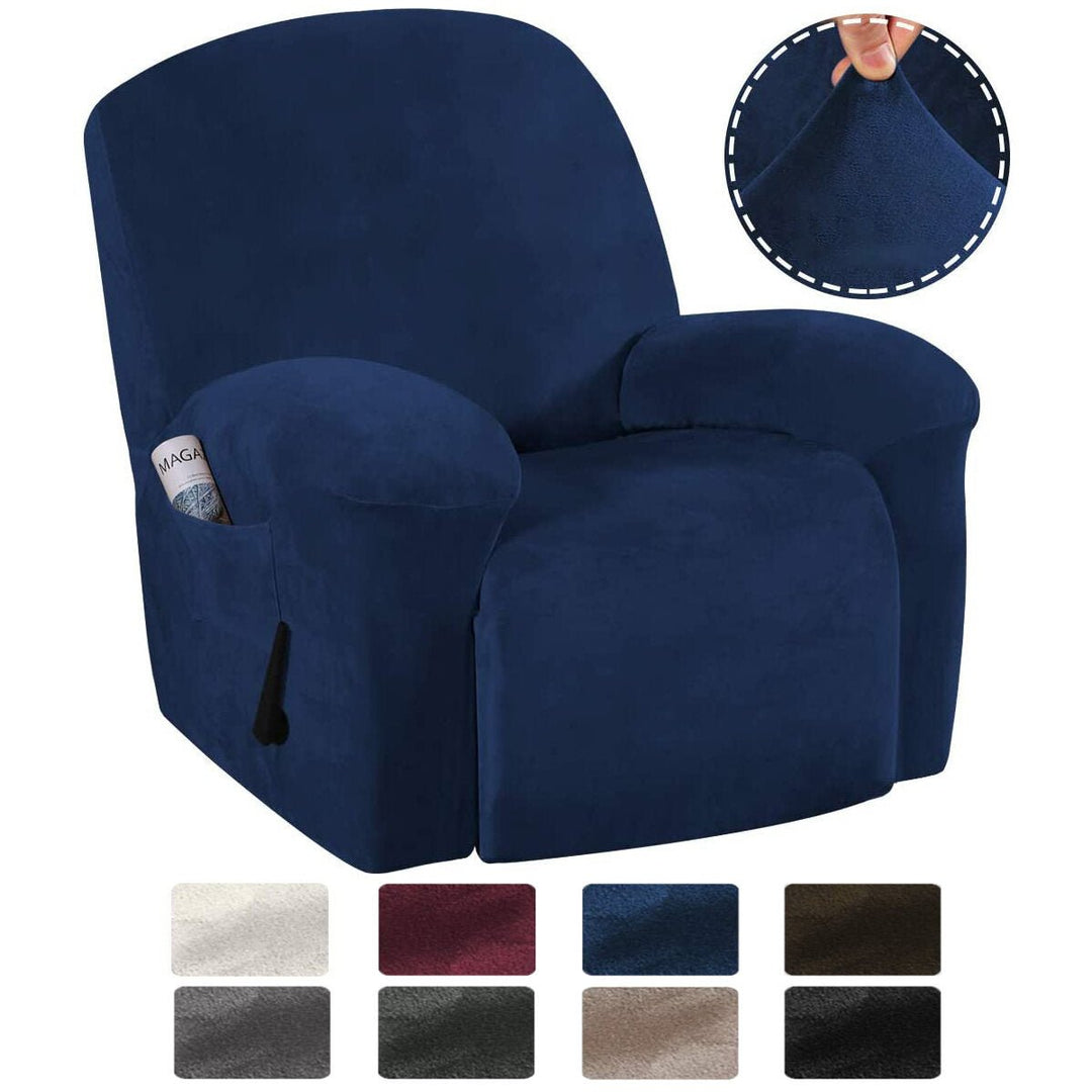 9 Colors Stretch Recliner Chair Covers Washable Fabric Non-slip Sofa Slipcovers Waterproof Seat Cover with Pocket Image 1