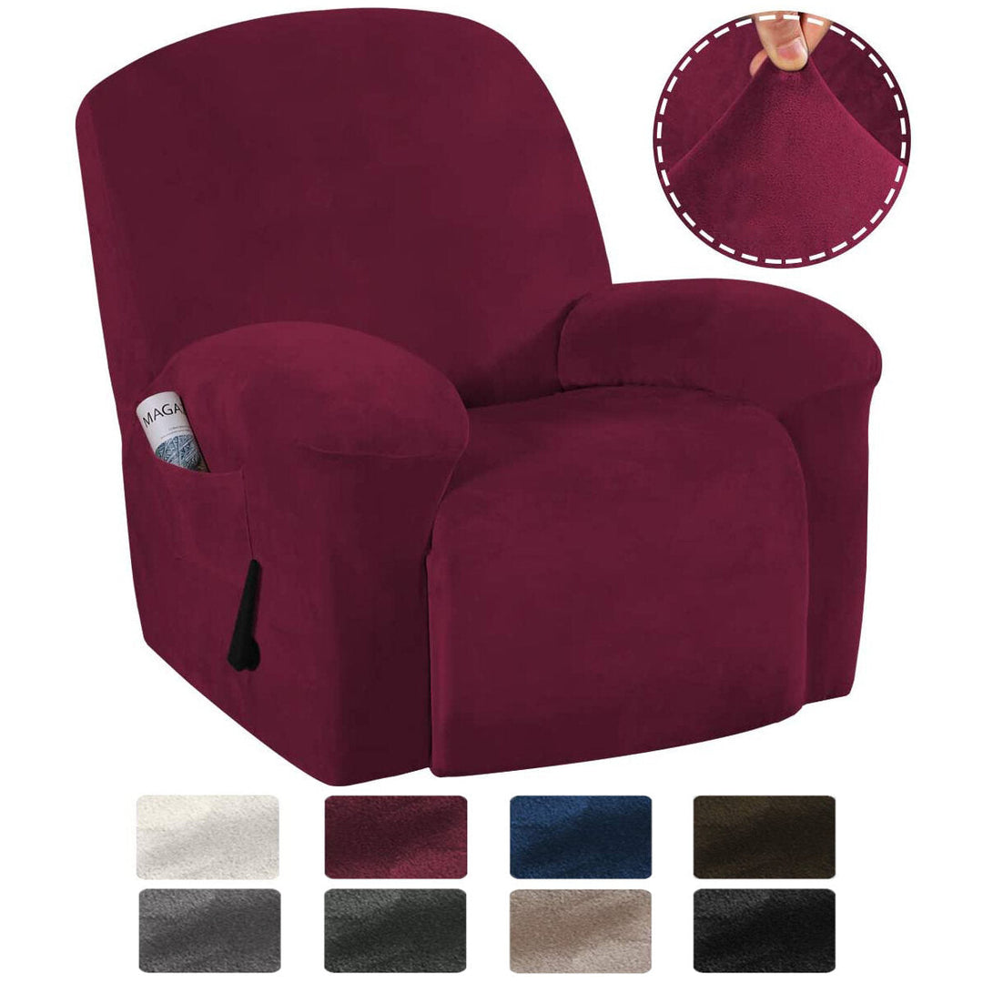 9 Colors Stretch Recliner Chair Covers Washable Fabric Non-slip Sofa Slipcovers Waterproof Seat Cover with Pocket Image 3