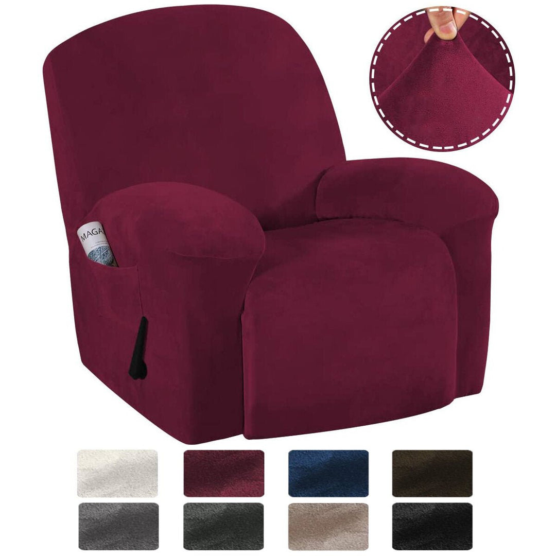 9 Colors Stretch Recliner Chair Covers Washable Fabric Non-slip Sofa Slipcovers Waterproof Seat Cover with Pocket Image 1