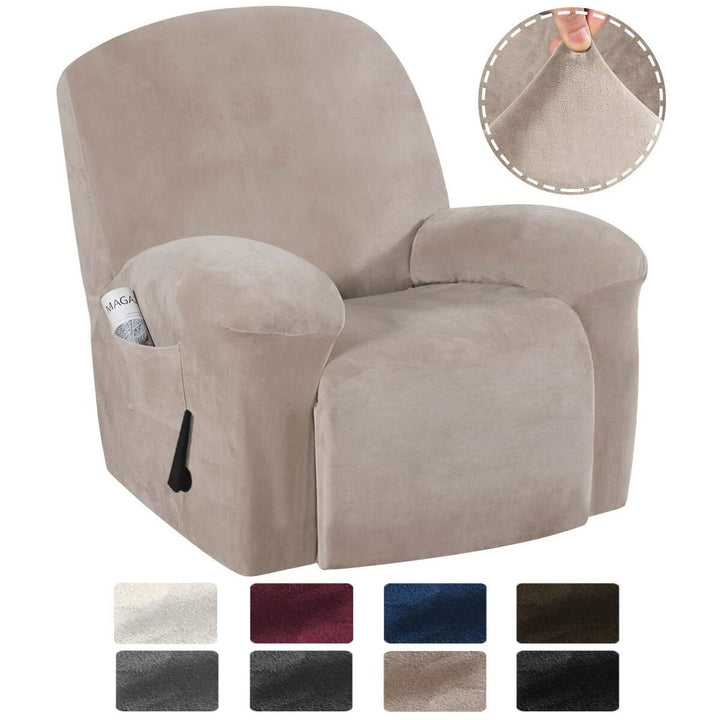 9 Colors Stretch Recliner Chair Covers Washable Fabric Non-slip Sofa Slipcovers Waterproof Seat Cover with Pocket Image 4