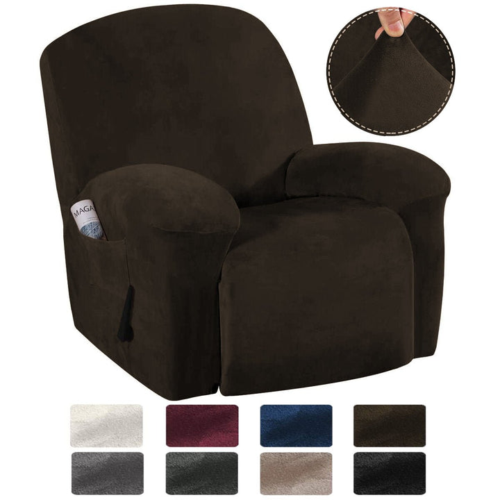 9 Colors Stretch Recliner Chair Covers Washable Fabric Non-slip Sofa Slipcovers Waterproof Seat Cover with Pocket Image 6