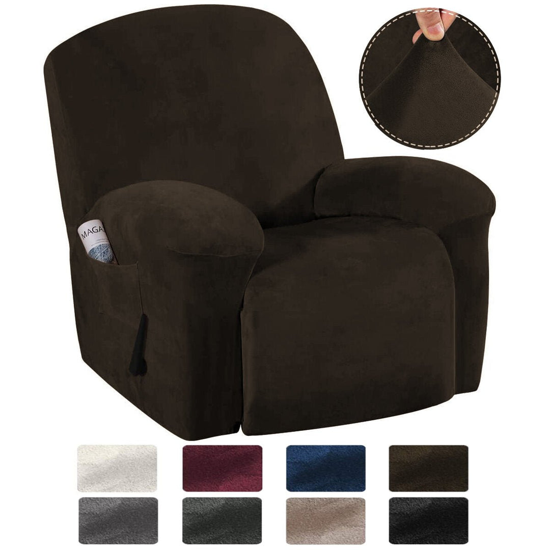 9 Colors Stretch Recliner Chair Covers Washable Fabric Non-slip Sofa Slipcovers Waterproof Seat Cover with Pocket Image 1