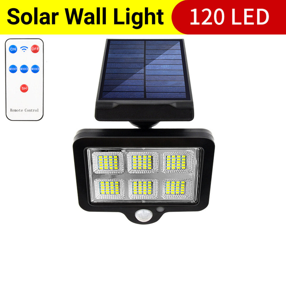 96/120/160 LED Solar Motion Sensor Lights Security Wall Lamp Floodlight Remote Control Image 2