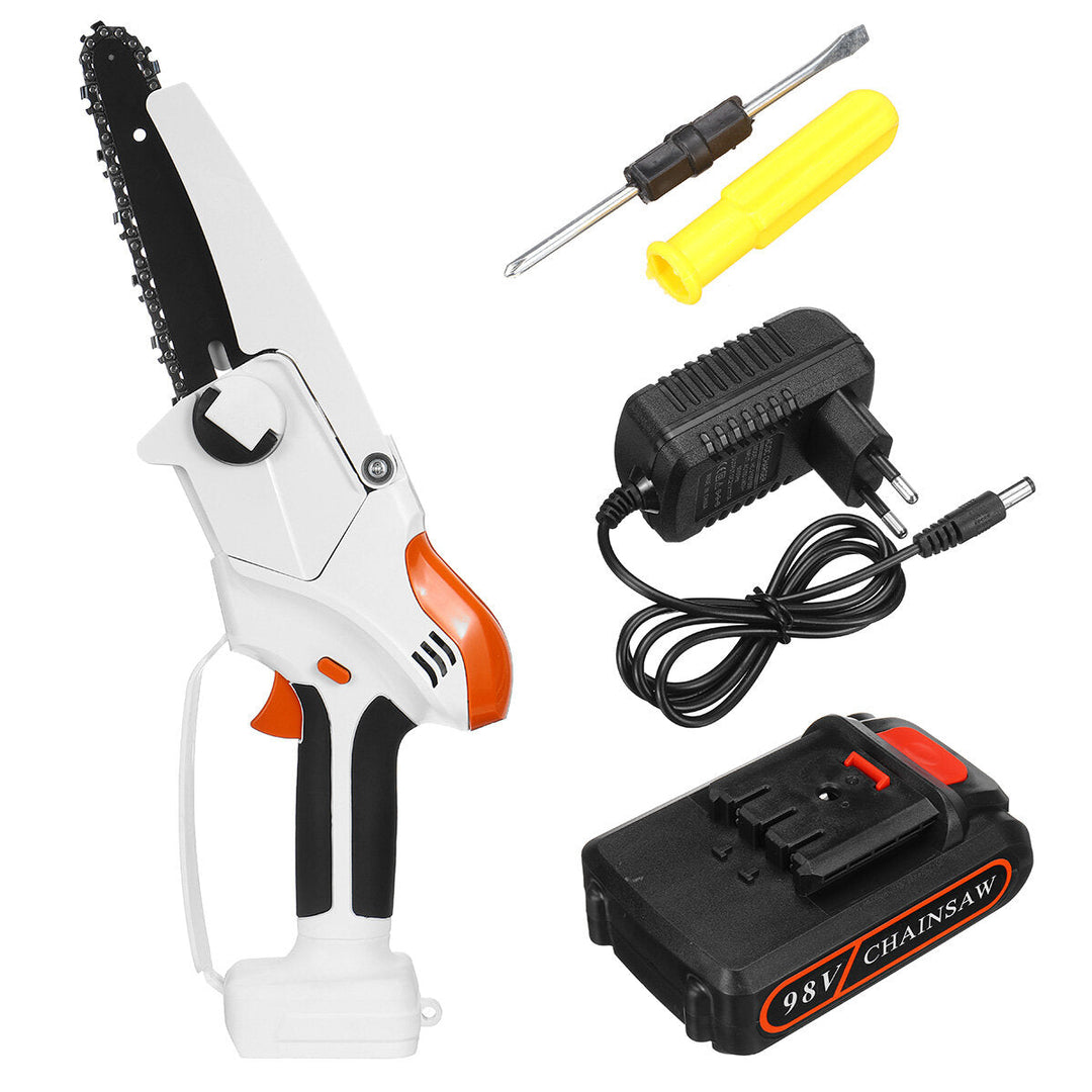 98VF 6Inch Cordless Electric Chain Saw Rechargeable Wood Cutter Woodworking Tool Image 11