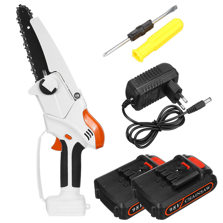 98VF 6Inch Cordless Electric Chain Saw Rechargeable Wood Cutter Woodworking Tool Image 1