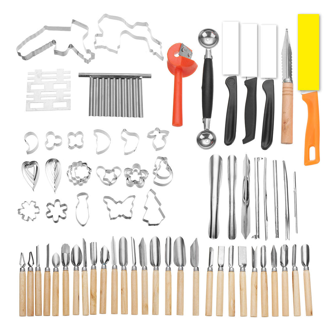 80Pcs Portable Carving Tool Vegetable Food Fruit Wood Box Carving Cutter Set Image 1