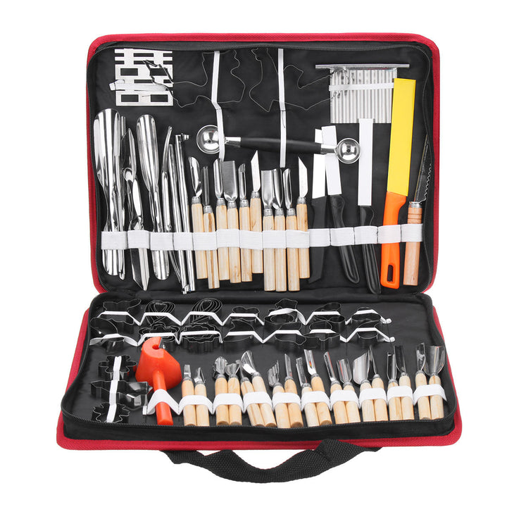 80Pcs Portable Carving Tool Vegetable Food Fruit Wood Box Carving Cutter Set Image 11