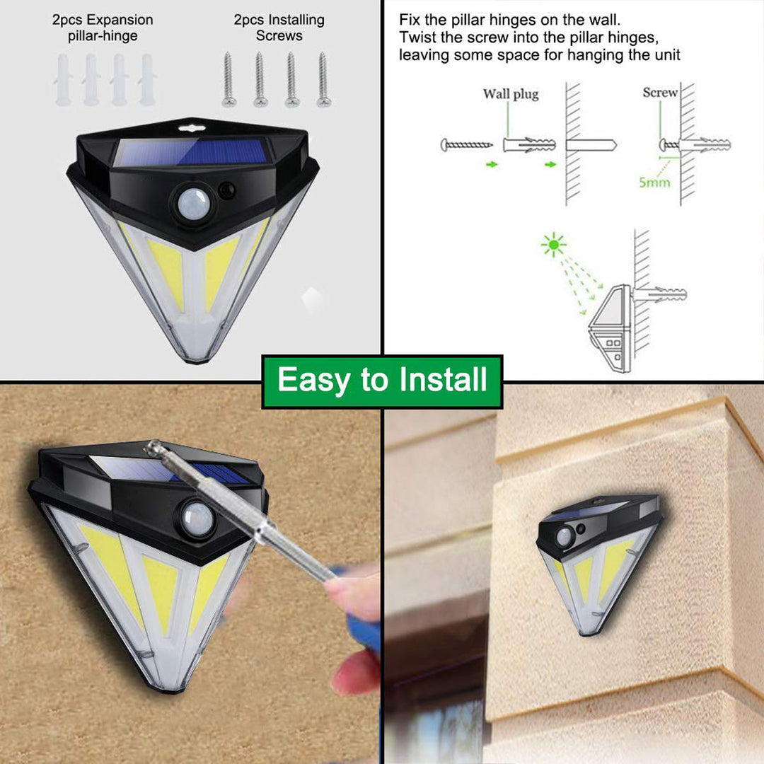 84LED COB Solar Light PIR Motion Wall Light Home Garden Outdoor Lamp Image 4