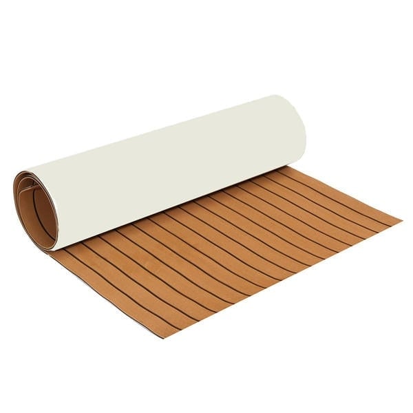 89x230cmx6mm Dark Brown With Black Lines Boat EVA Foam Faux Teak Decking Sheet Image 1