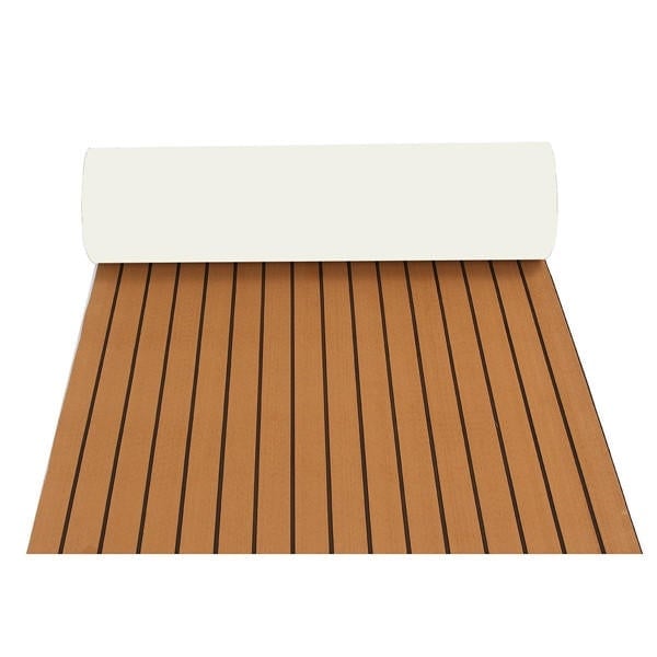 89x230cmx6mm Dark Brown With Black Lines Boat EVA Foam Faux Teak Decking Sheet Image 2