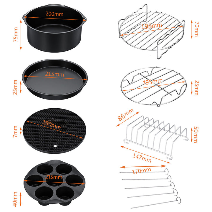 9inch 12Pcs/Set Air Fryer With Baking Pad Pot Silicone Mat BBQ Grill Pan Multi-Purpose Cooking Accessories Image 2