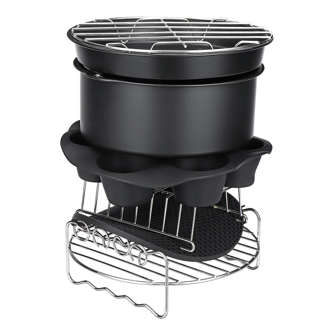 9inch 12Pcs/Set Air Fryer With Baking Pad Pot Silicone Mat BBQ Grill Pan Multi-Purpose Cooking Accessories Image 3