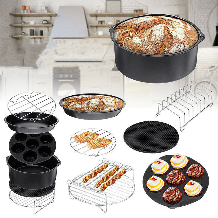 9inch 12Pcs/Set Air Fryer With Baking Pad Pot Silicone Mat BBQ Grill Pan Multi-Purpose Cooking Accessories Image 10