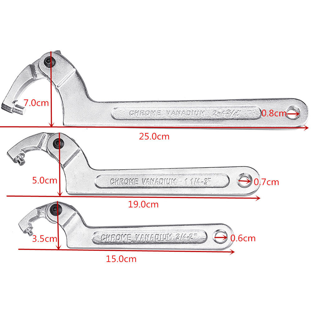 Adjustable Hook C Type Wrench Spanner Tool Nuts Bolts Hand Tool 19-51mm 32-76mm 51-120mm with Scale Image 4