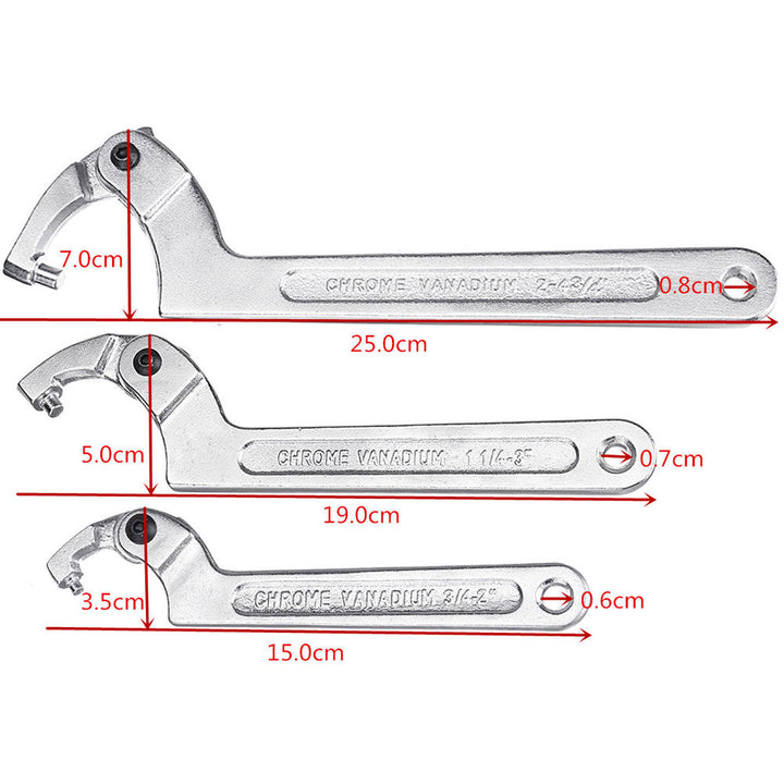 Adjustable Hook C Type Wrench Spanner Tool Nuts Bolts Hand Tool 19-51mm 32-76mm 51-120mm with Scale Image 1