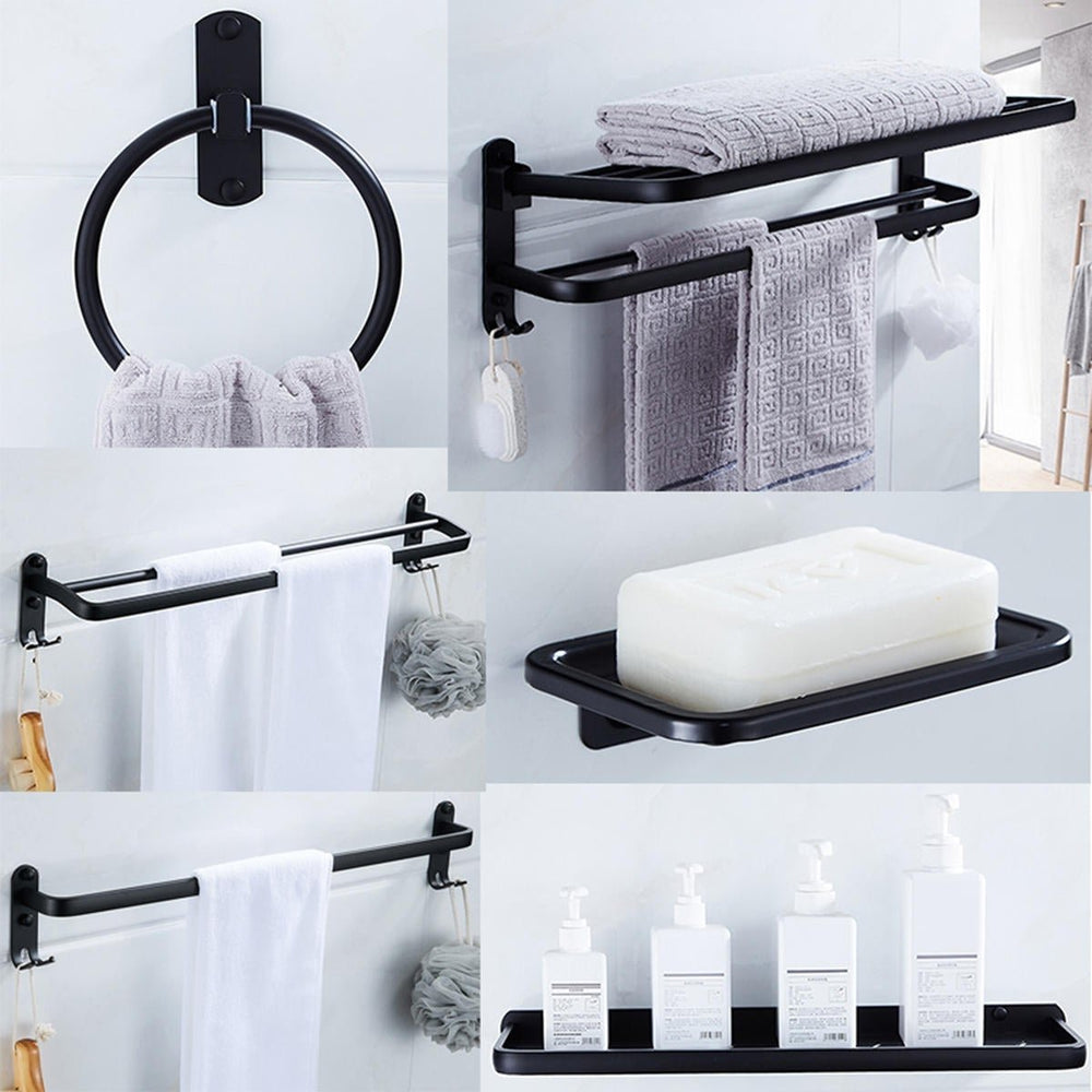 Aluminum Bathroom Shower Caddy Shelf Wall-mounted Rack Organizer Towel Holder Image 1