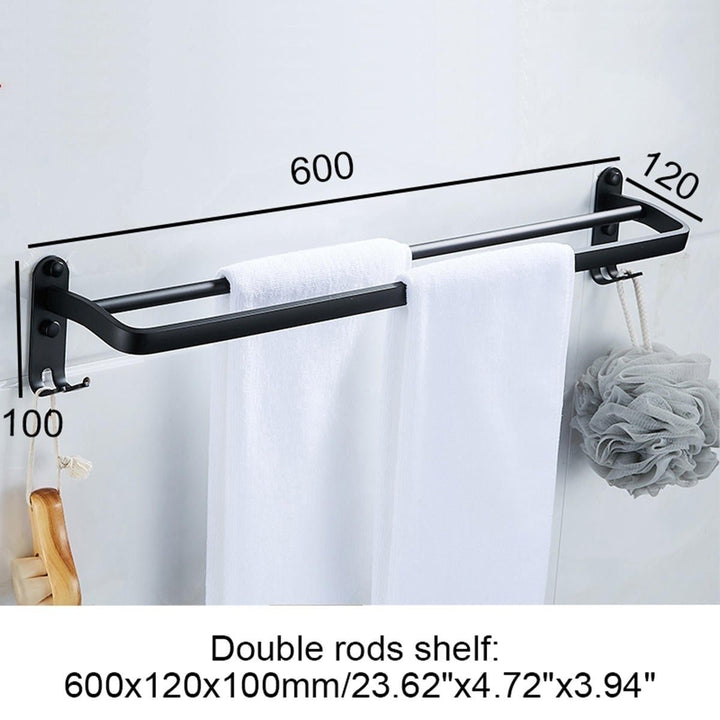 Aluminum Bathroom Shower Caddy Shelf Wall-mounted Rack Organizer Towel Holder Image 4