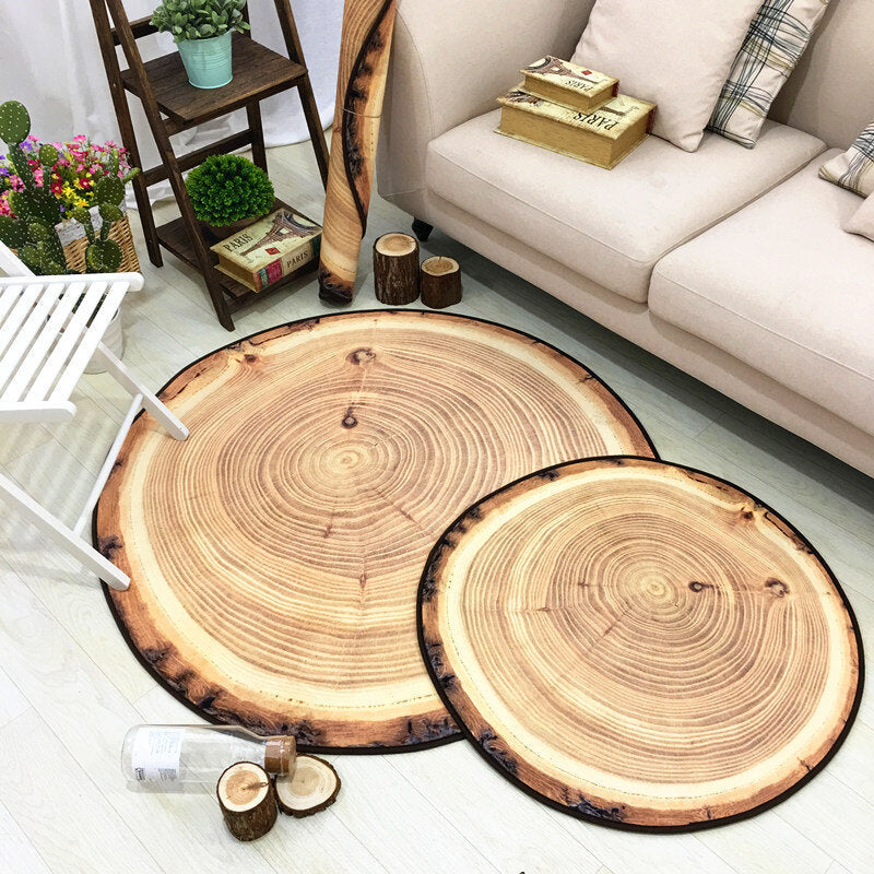 Annual-Rings Floor Carpet Soft Short Flannel Round Floor Mat For Home Office Study Decoration Image 2