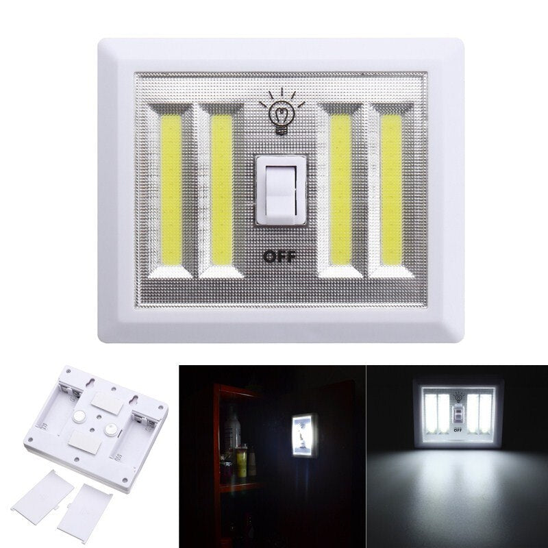 Battery Powered 4 COB LED Switch Night Light Wall Lamp For Kitchen Cabinet Garage Closet Camp Emergency Lamp Image 2