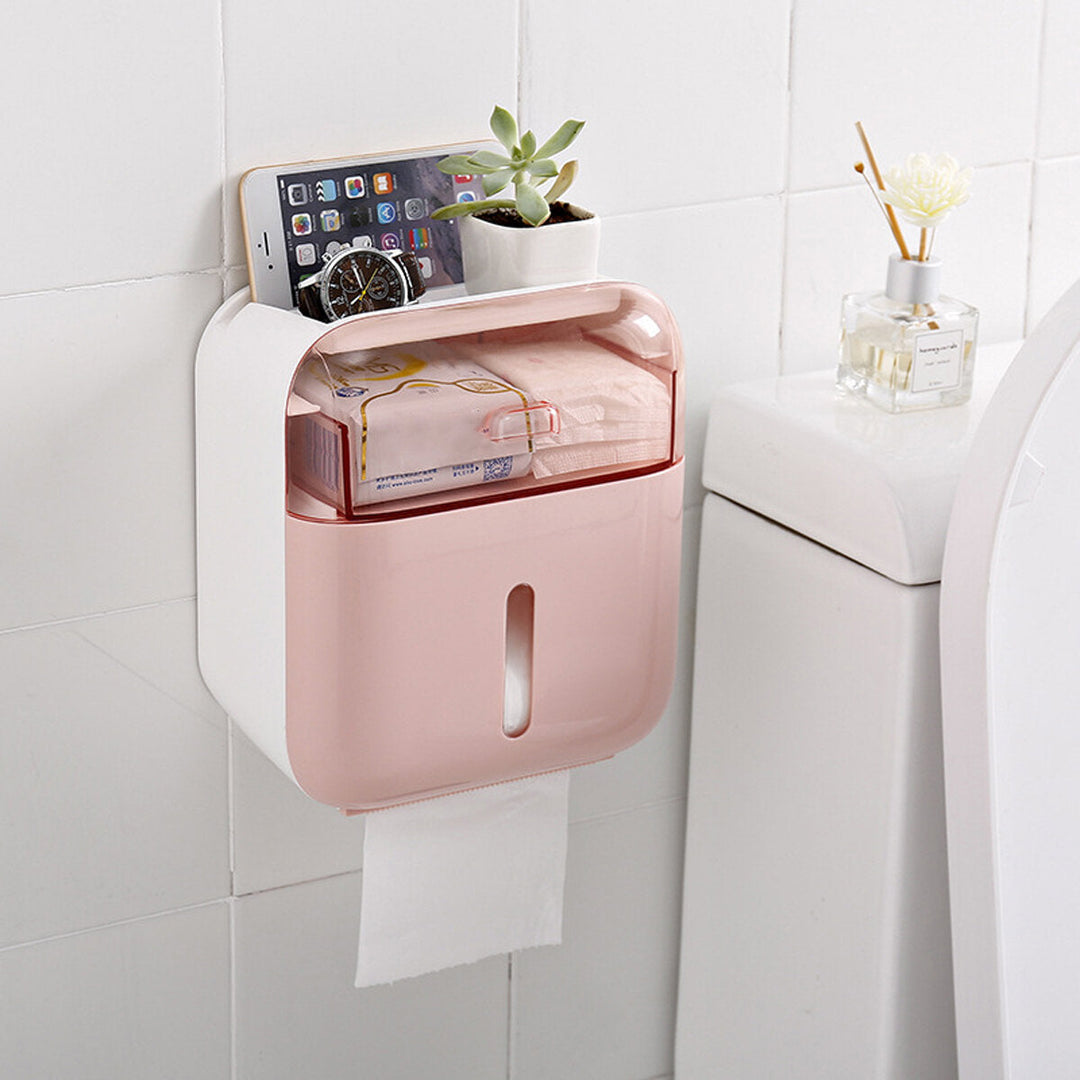 Black /White/Green/Pink Household Non-perforated Creative Waterproof Double Bin Tissue Box Shelf Toilet Box Image 7