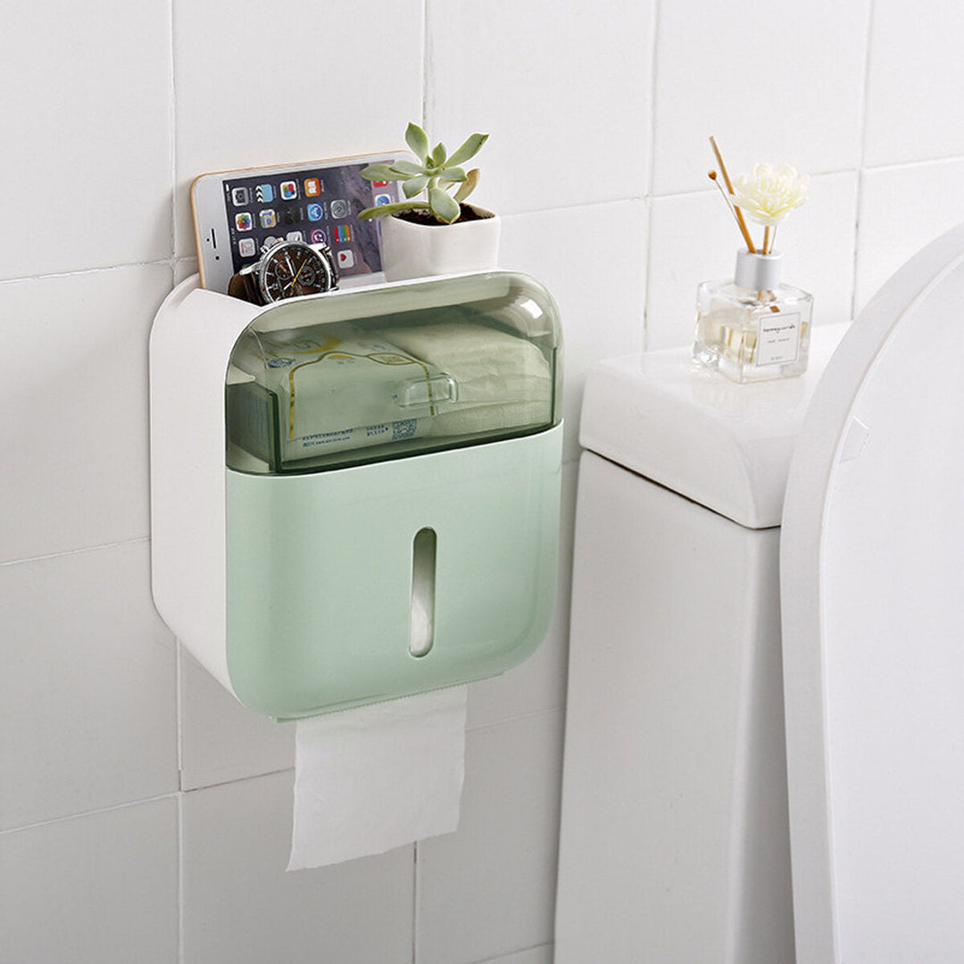 Black /White/Green/Pink Household Non-perforated Creative Waterproof Double Bin Tissue Box Shelf Toilet Box Image 9