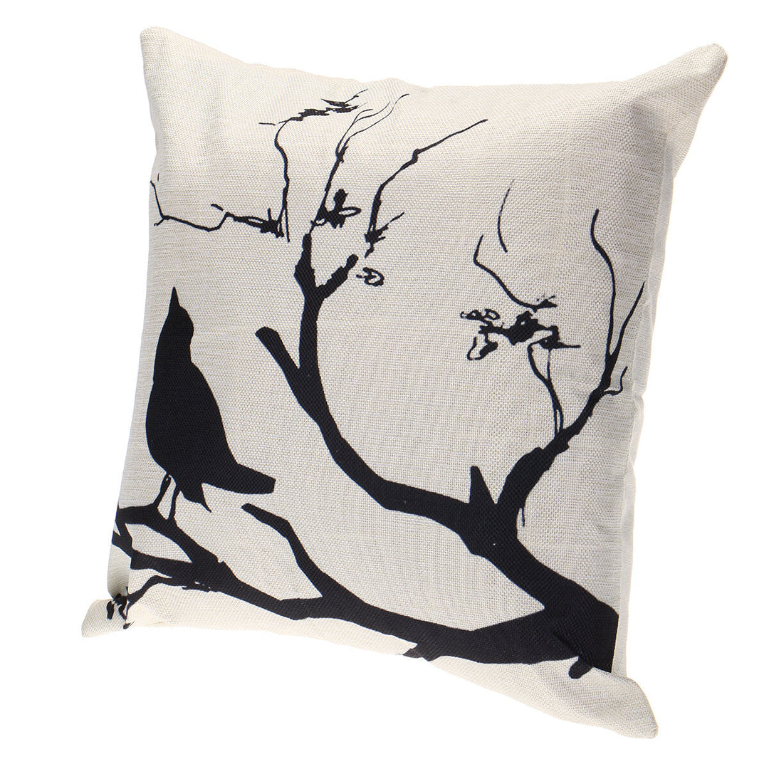 Branch Bird Throw Pillow Case Cushion Cover Linen Pillow Protector 4545cm  for Bedroom Couch Sofa Bed Car Image 1