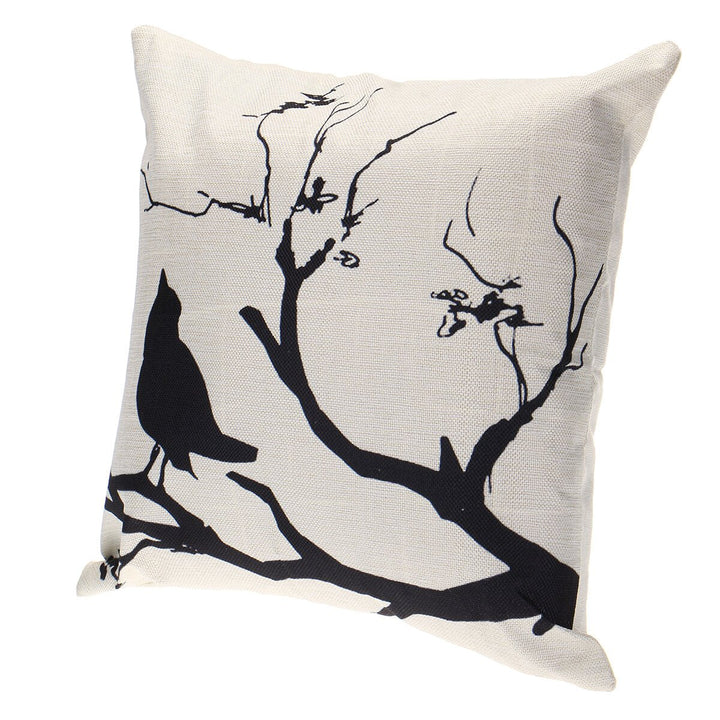 Branch Bird Throw Pillow Case Cushion Cover Linen Pillow Protector 4545cm for Bedroom Couch Sofa Bed Car Image 1