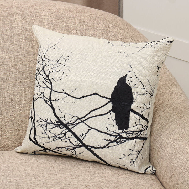 Branch Bird Throw Pillow Case Cushion Cover Linen Pillow Protector 4545cm  for Bedroom Couch Sofa Bed Car Image 3