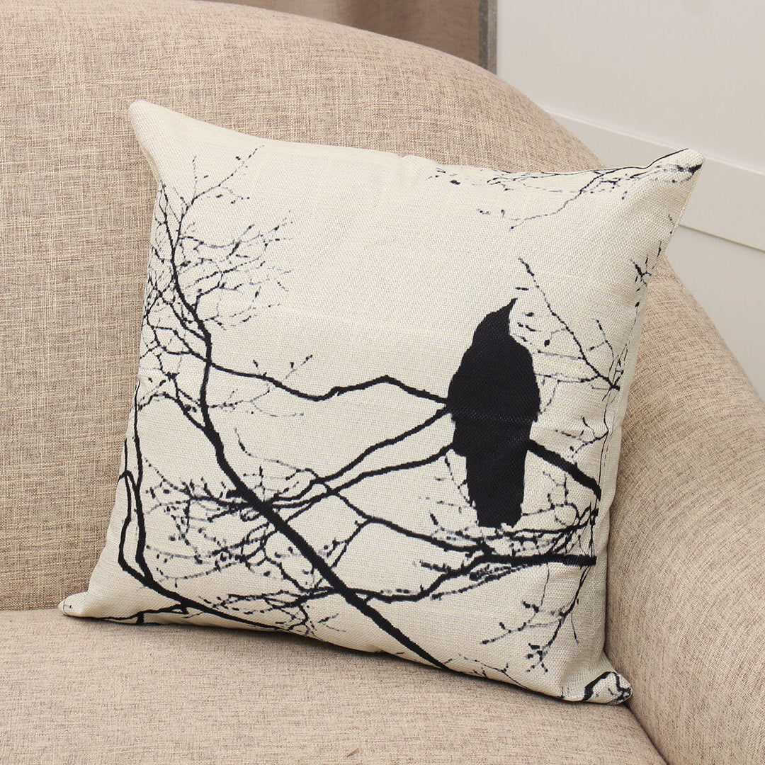 Branch Bird Throw Pillow Case Cushion Cover Linen Pillow Protector 4545cm for Bedroom Couch Sofa Bed Car Image 3