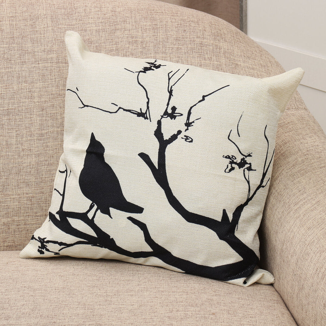 Branch Bird Throw Pillow Case Cushion Cover Linen Pillow Protector 4545cm  for Bedroom Couch Sofa Bed Car Image 4