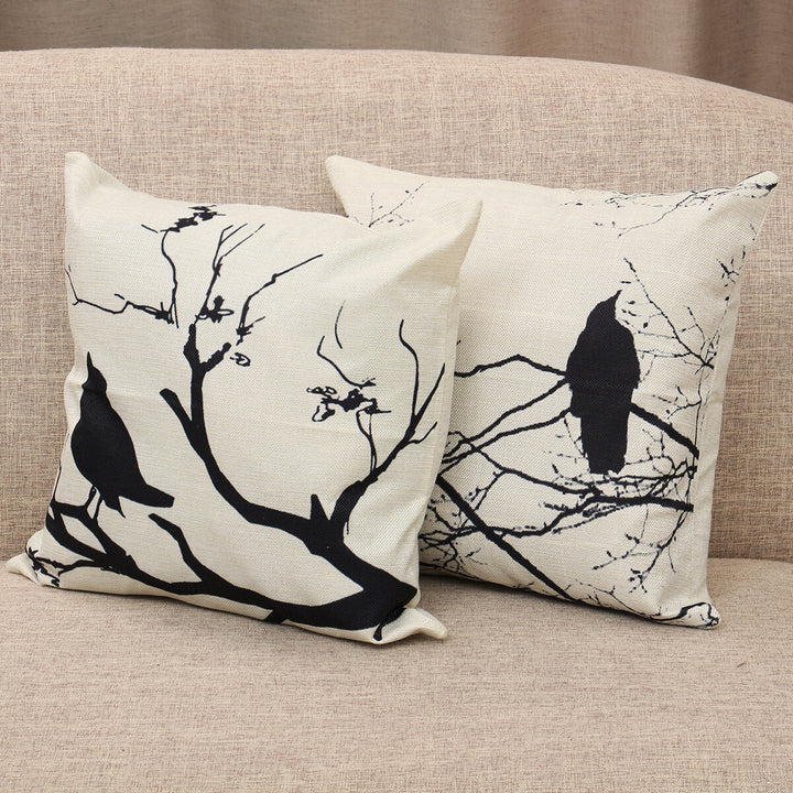 Branch Bird Throw Pillow Case Cushion Cover Linen Pillow Protector 4545cm  for Bedroom Couch Sofa Bed Car Image 5