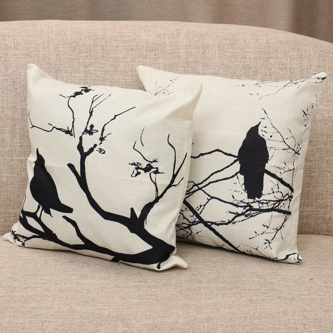 Branch Bird Throw Pillow Case Cushion Cover Linen Pillow Protector 4545cm for Bedroom Couch Sofa Bed Car Image 5