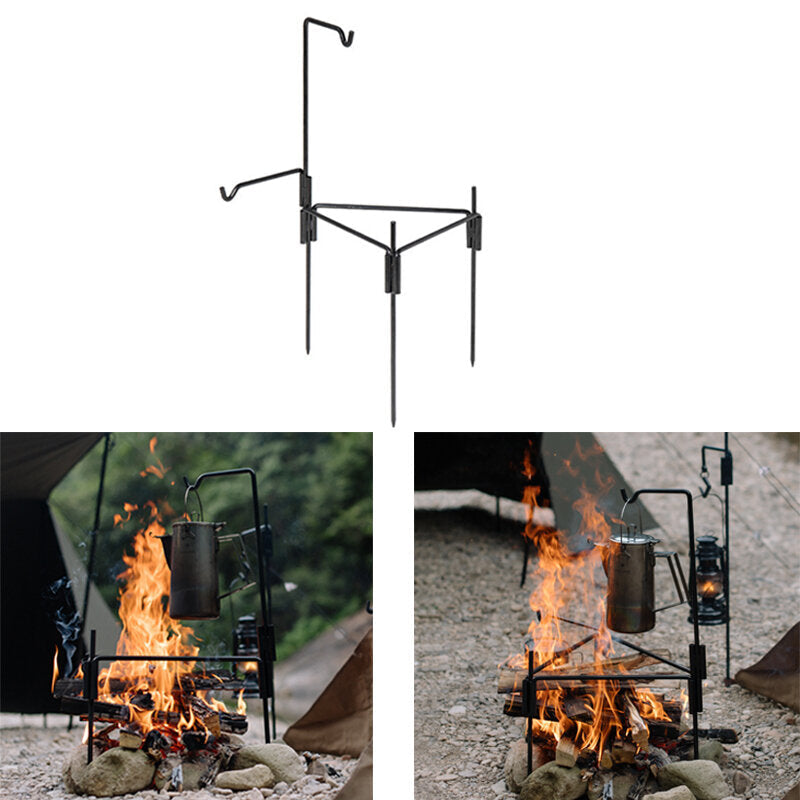 Burning Fire Rack Portable Picnic Firewood Rack Triangle Stable Outdoor Camping Barbecue Image 1