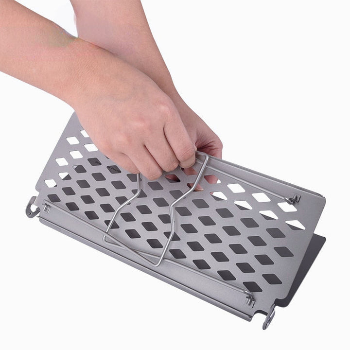 Camping Grill Titanium Folding Frying Plate Small Outdoor Table Picnic Backpacking Steak BBQ Charcoal Net Rack Image 3