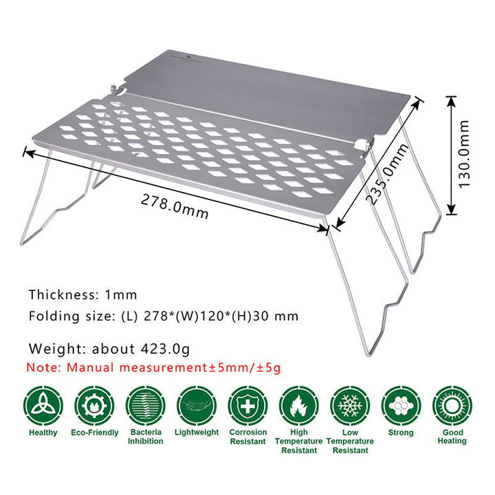 Camping Grill Titanium Folding Frying Plate Small Outdoor Table Picnic Backpacking Steak BBQ Charcoal Net Rack Image 8