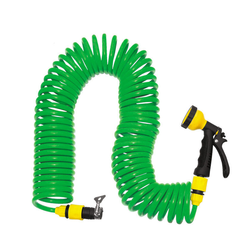 Coiled Wash Down Hose with Nozzle Flexible Portable Expandable Garden Water Hose With Nozzle Image 1