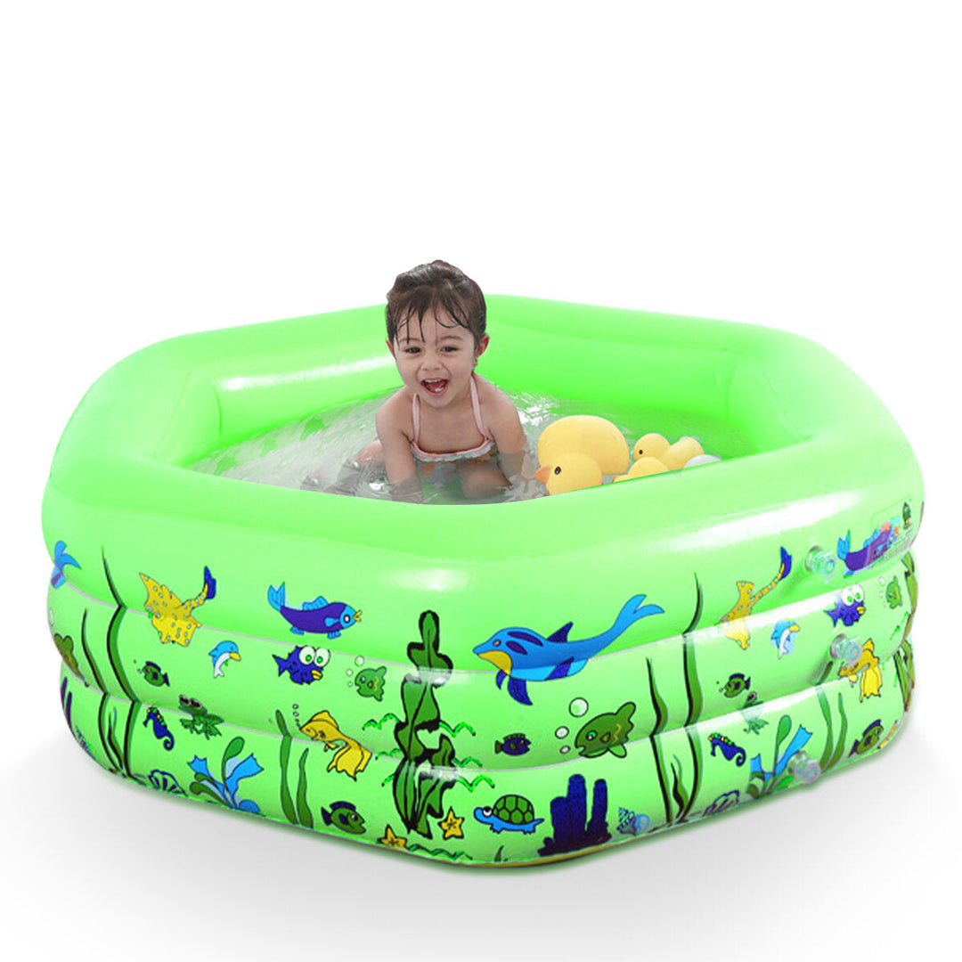 Cartoon Inflatable Swimming Pool Kids Bathing Tub Outdoor Home Games Paddling Pool Image 3