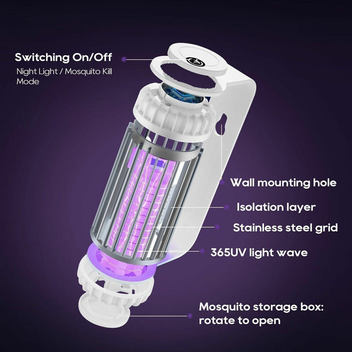 Cordless 3000V Electric Mosquito Zapper Lamp with Rechargeable Battery Image 4