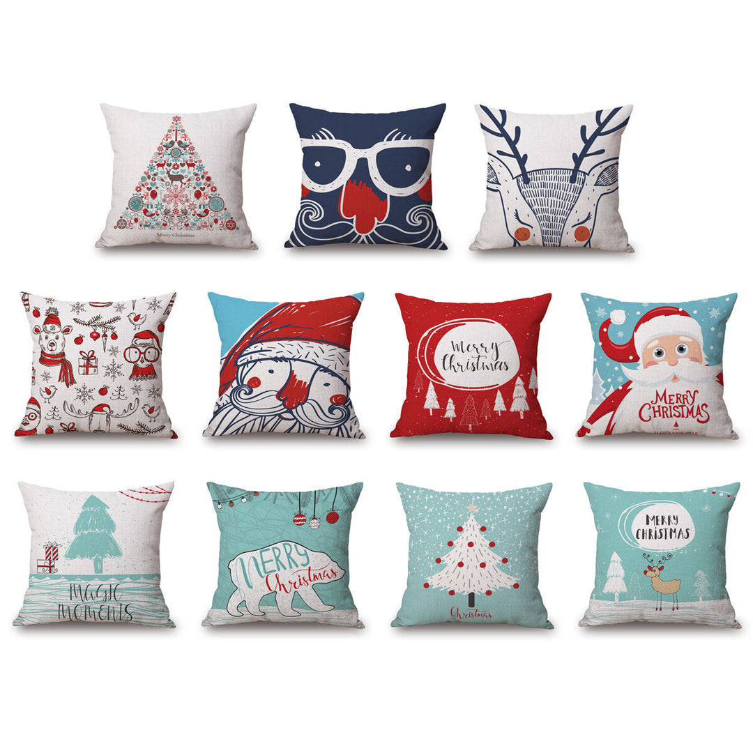 Christmas Linen Cushion Cover 4545 Pillowcase Sofa Cushions Throw Pillow Case Festive Gift Image 1