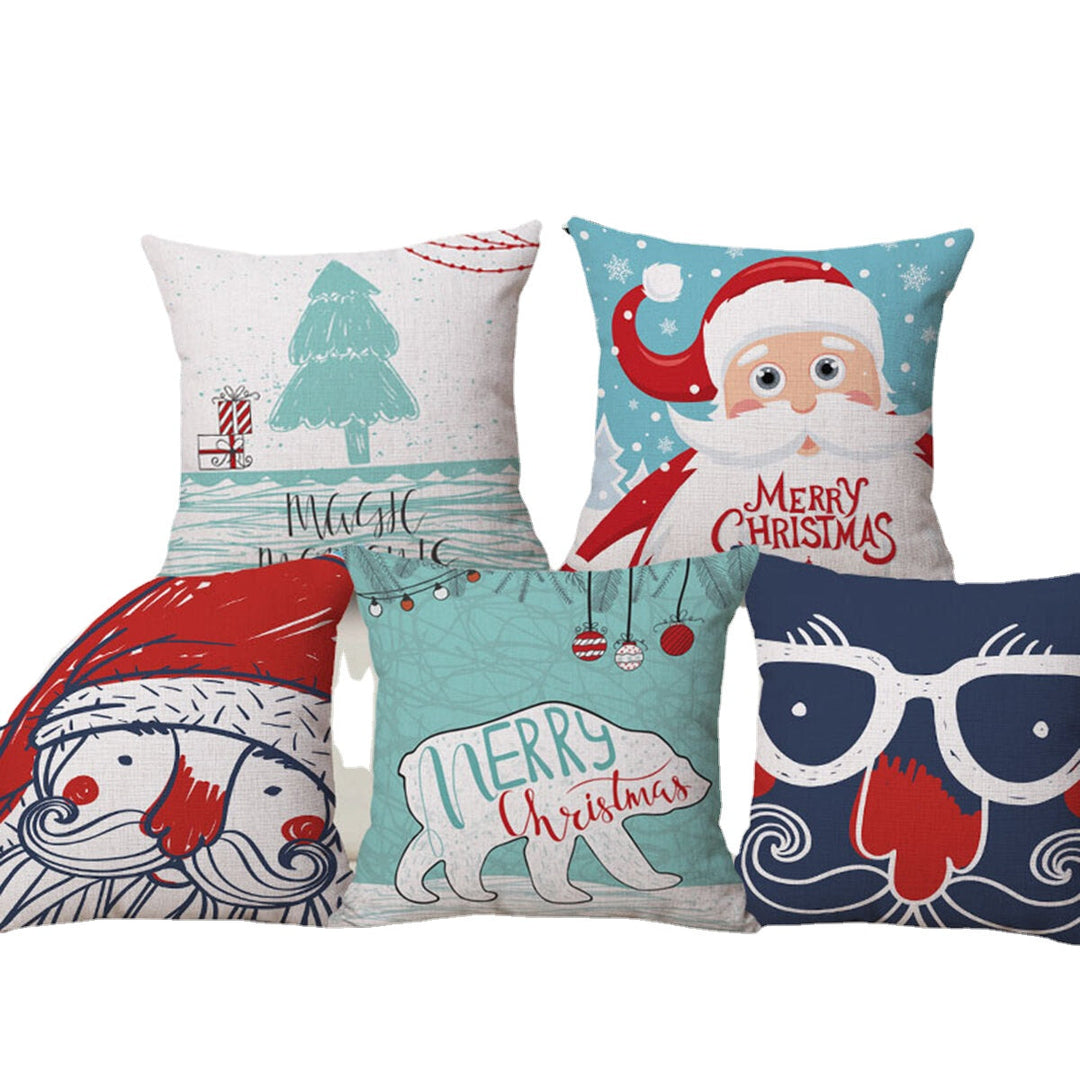 Christmas Linen Cushion Cover 4545 Pillowcase Sofa Cushions Throw Pillow Case Festive Gift Image 2