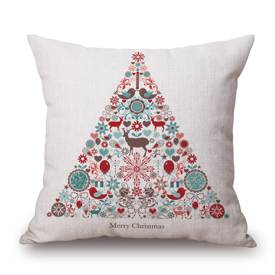 Christmas Linen Cushion Cover 4545 Pillowcase Sofa Cushions Throw Pillow Case Festive Gift Image 6