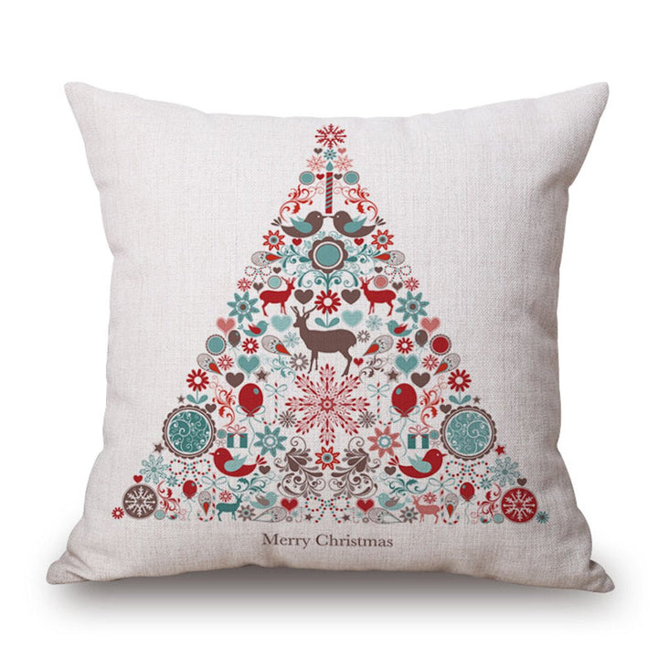 Christmas Linen Cushion Cover 4545 Pillowcase Sofa Cushions Throw Pillow Case Festive Gift Image 1