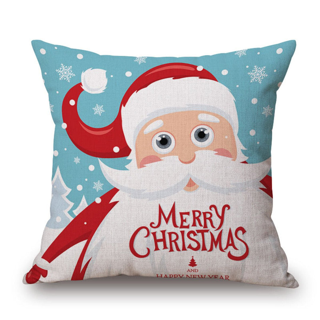 Christmas Linen Cushion Cover 4545 Pillowcase Sofa Cushions Throw Pillow Case Festive Gift Image 1