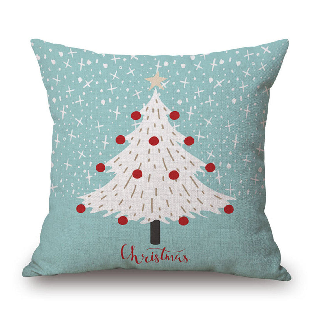 Christmas Linen Cushion Cover 4545 Pillowcase Sofa Cushions Throw Pillow Case Festive Gift Image 9