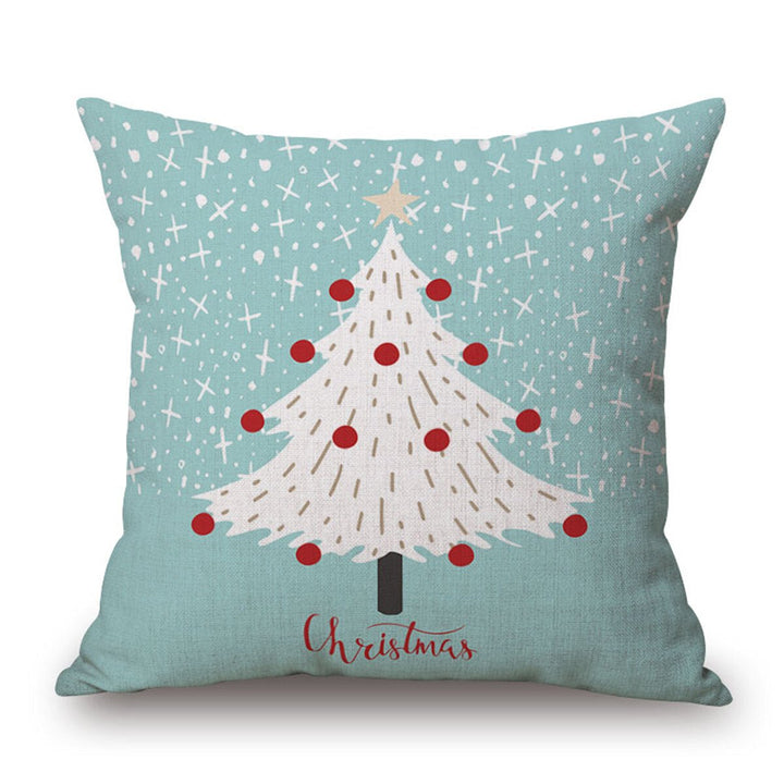 Christmas Linen Cushion Cover 4545 Pillowcase Sofa Cushions Throw Pillow Case Festive Gift Image 1