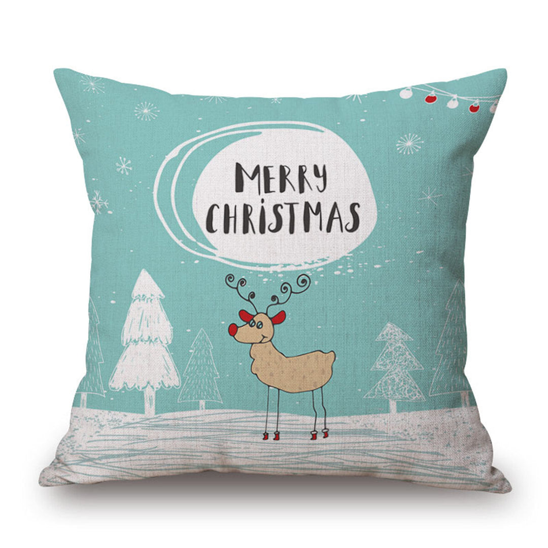 Christmas Linen Cushion Cover 4545 Pillowcase Sofa Cushions Throw Pillow Case Festive Gift Image 10